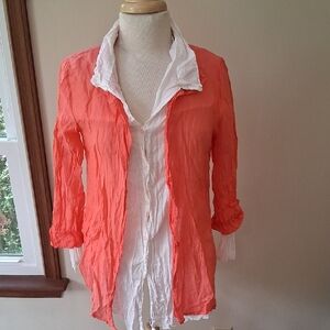 Coral and White Women's Top